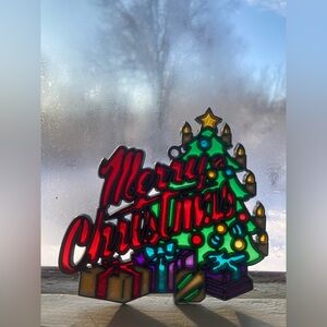 Vintage Merry Christmas Tree Ornament Makit & Bakit Make It Bake It Suncatcher